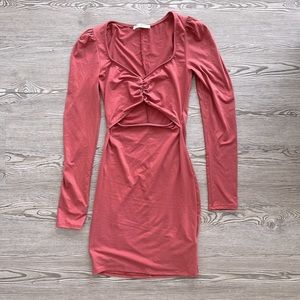 Unique puff sleeve cutout ruched bodycon